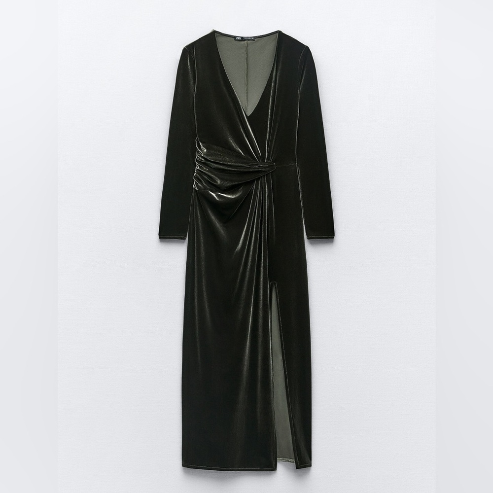 ZARA KNOTTED VELVET MIDI DRESS, perfect for fall and winter occasions